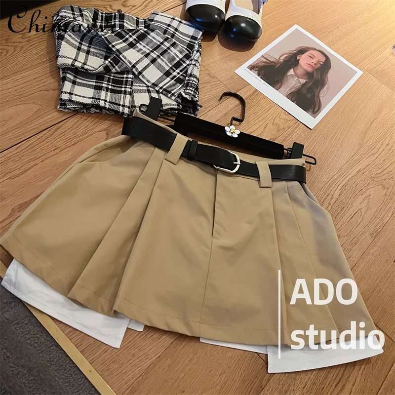 

A- Line Pleated Short Skirt Female 2023 Spring Summer Fashion Design High Waist Sexy JK Hot Girl Mini Skirt Elegant Women Skirts