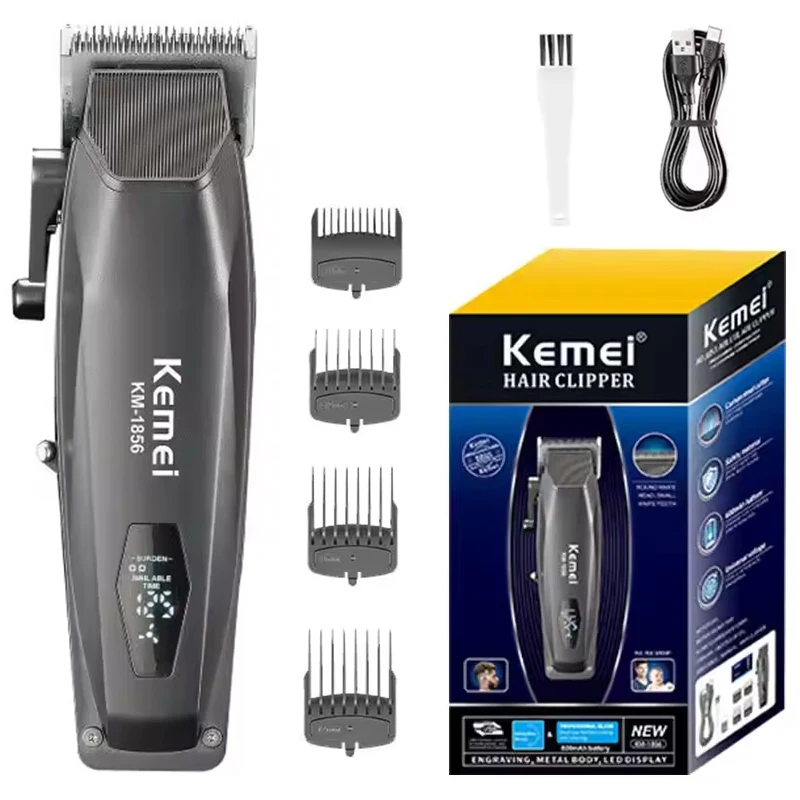 Kemei Professional Hair Clipper Cordless Hair Beard Trimmer For Men Electric Rechargeable Adjustable Lithium Haitcut Machine Kit