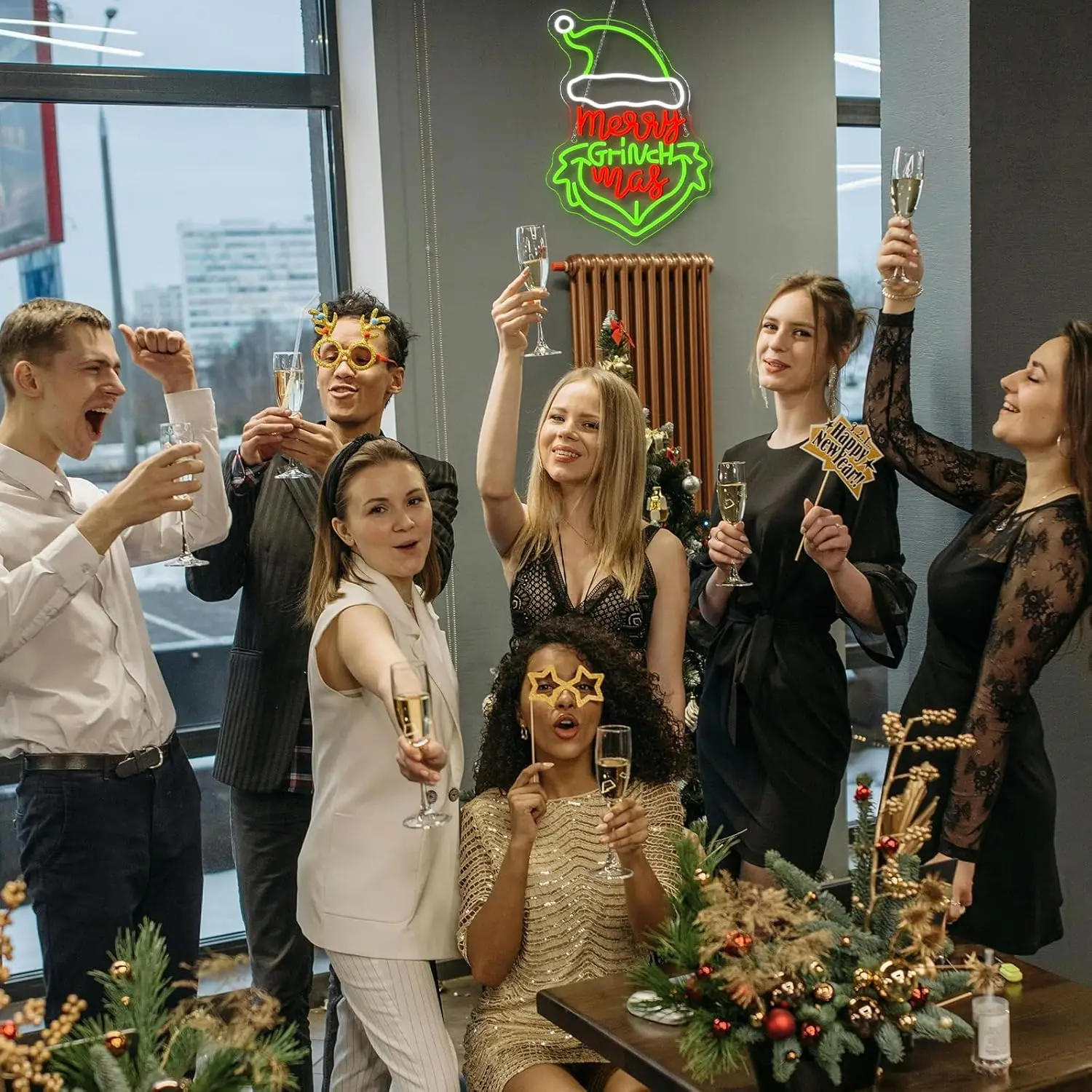 Letrero de neón de Navidad, luz de neón LED regulable por USB para Pub, fiesta, Bar, monstruo caprichoso, decoración del hogar de Año Nuevo, regalo de luz de Navidad