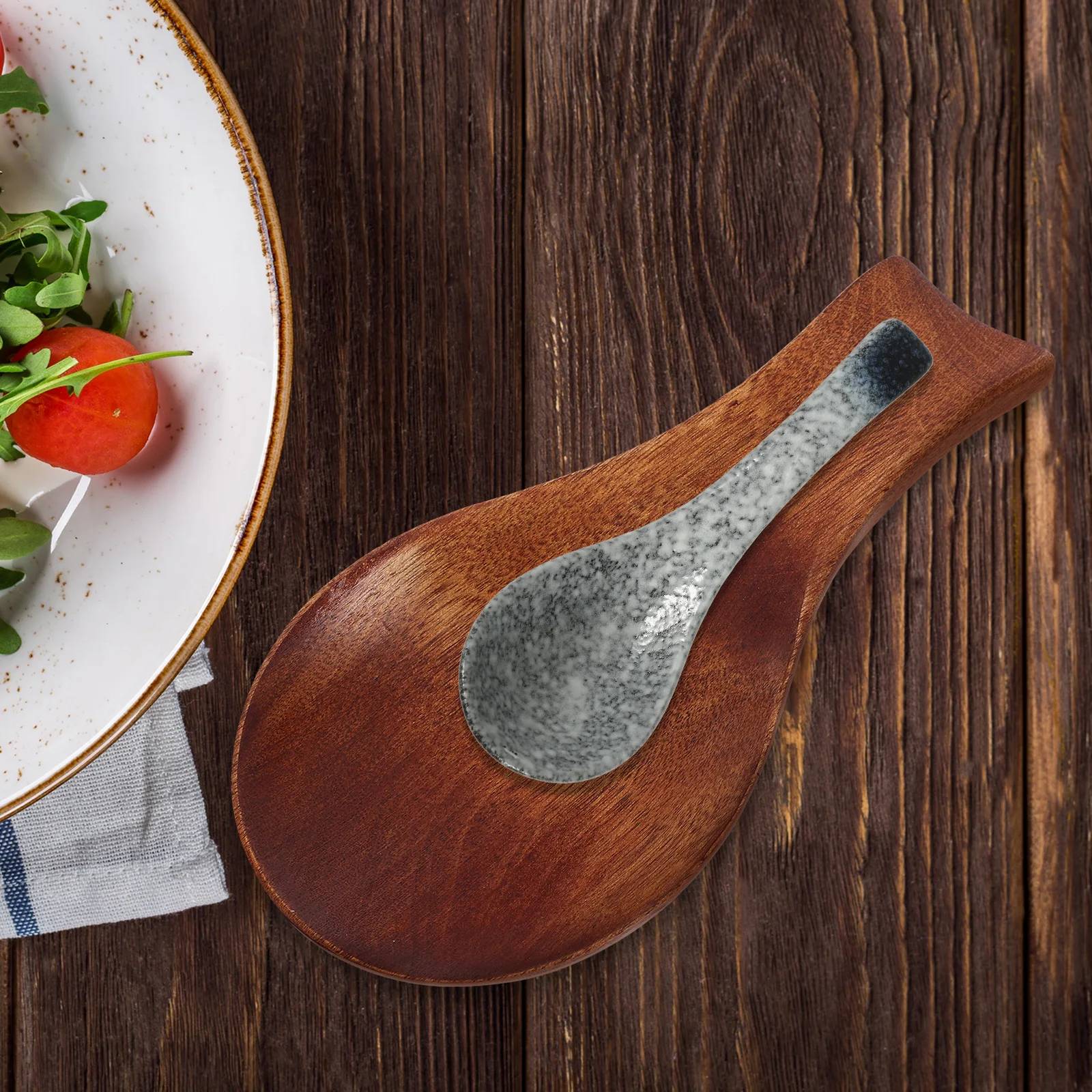 

Kitchen Spoon Holder Dinning Table Scoop Rest Wooden Spoon Rest Spoon Holder Japanese-style Wood Soup Spoons Stands