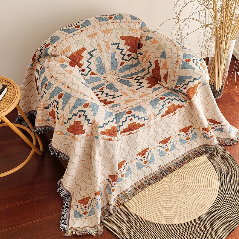 

Bohemian American Retro Sofa Cover - One-Piece Full Coverage Vintage Throw for Single Chair, Loveseat & Ottoman