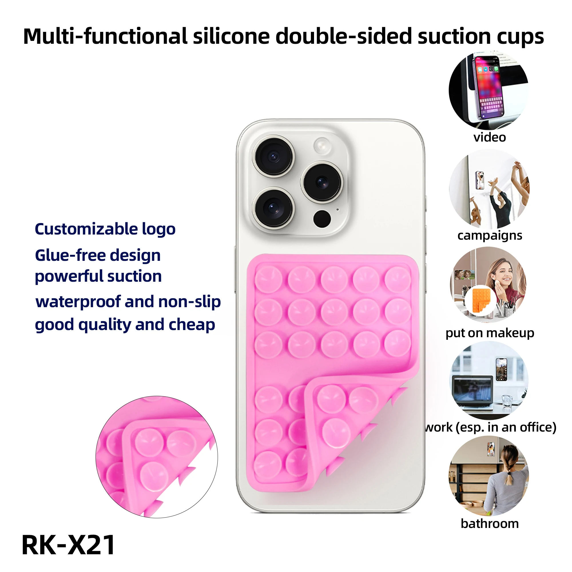 New double-sided silicone suction cup holder with 40 pieces of strong silicone double-sided suction cup multifunctional anti sli