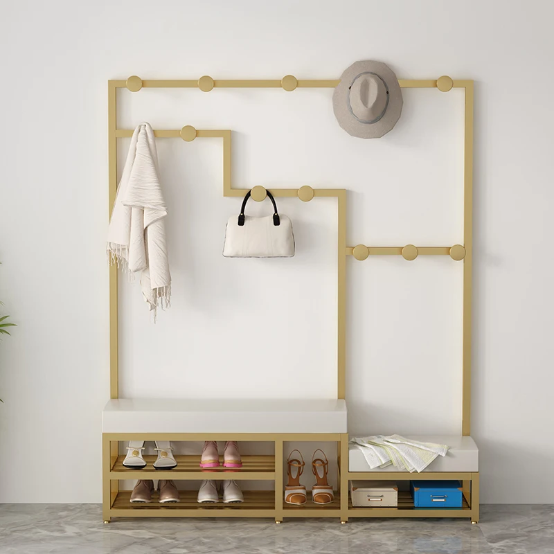 

Customized Nordic simple parent-child shoe change stool hanging hanger with mirror integrated household entrance