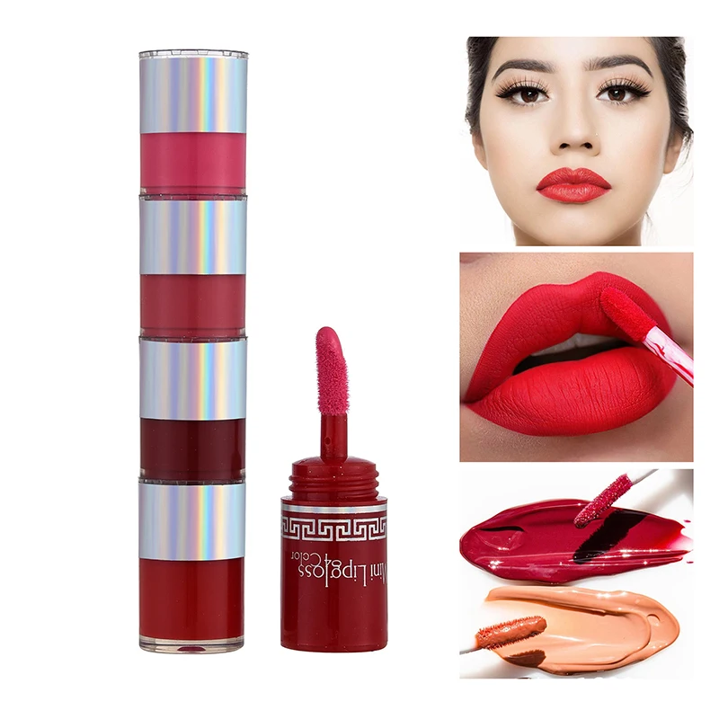 4 In 1 Lipstick Set Matte Waterproof Velvet Long Lasting Lipstick, Creamy Texture Ladies Gift Valentine's Day Gifts