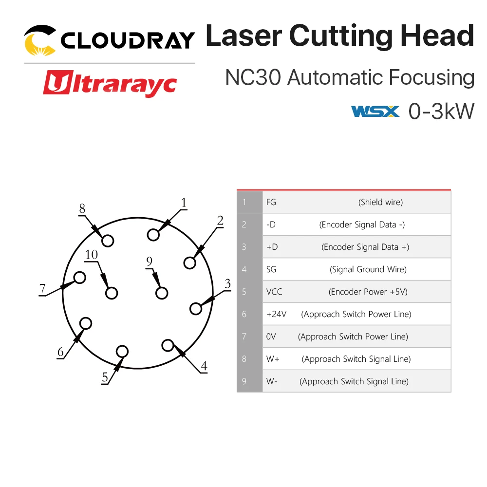 WSX NC30 قطع الرأس 0-3KW التلقائي التركيز الألياف الليزر قطع رئيس ماكس طاقة الليزر 3000 واط لآلة قطع المعادن
