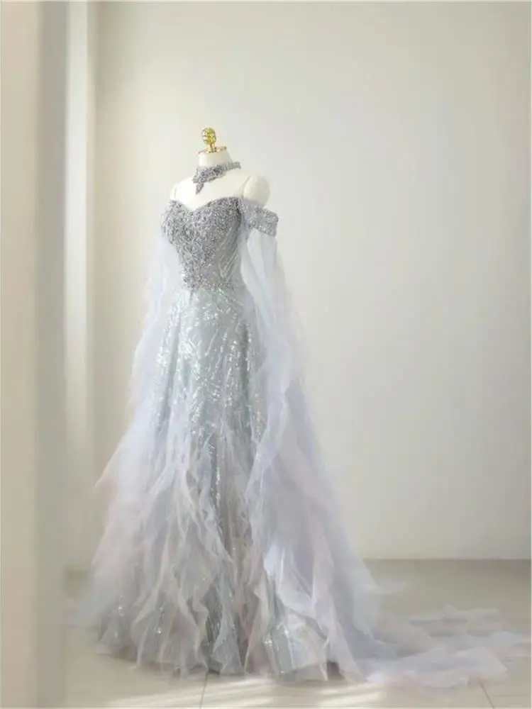 

Длинное вечернее платье Ele, женское, новинка 2025, высококачественное одно плечо, роскошное платье на день рождения, свадьбу, китайское платье из искусственного материала