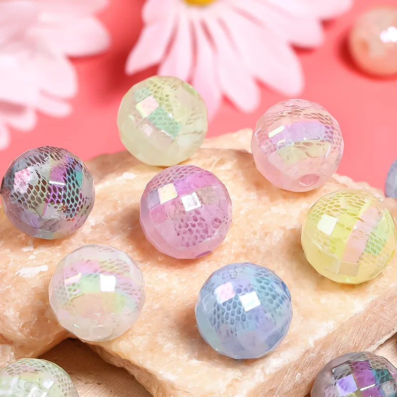 

Wholesale 100pcs Faceted Round Shape AB Lace Pastel Colors Gumball Bubblegum Jewelry Beads Fit Bracelet Necklace Earring Pen DIY