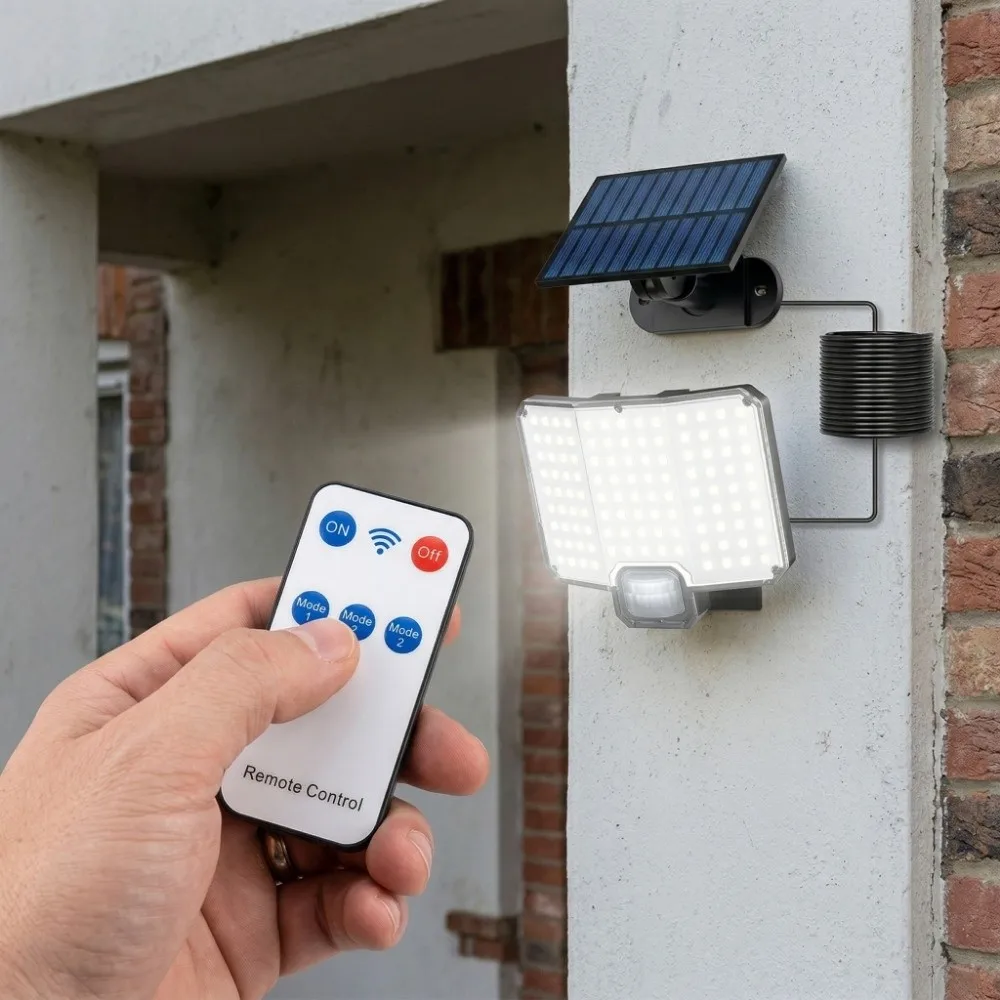 

Настенный светильник на солнечной батарее с 3 режимами, водонепроницаемый, энергосберегающий, с датчиком движения, 112/144 LED, раздельная конструкция, для наружного освещения