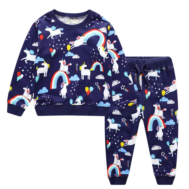 

Jumping Meters 2-8T Baby Boys Clothing Sets Autumn Winter Cartoon Unicorn Cotton Boys Girls Outfit Long Sleeve Shirt Pant