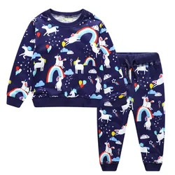   Jumping Meters 2-8T Baby Boys Clothing Sets Autumn Winter Cartoon Unicorn Cotton Boys Girls Outfit Long Sleeve Shirt Pant