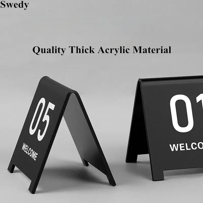 5 Pieces Acrylic Table Numbers Display Stand Restaurant Double Sided Wedding Table Number Card Signs Waterproof Tabletop Number