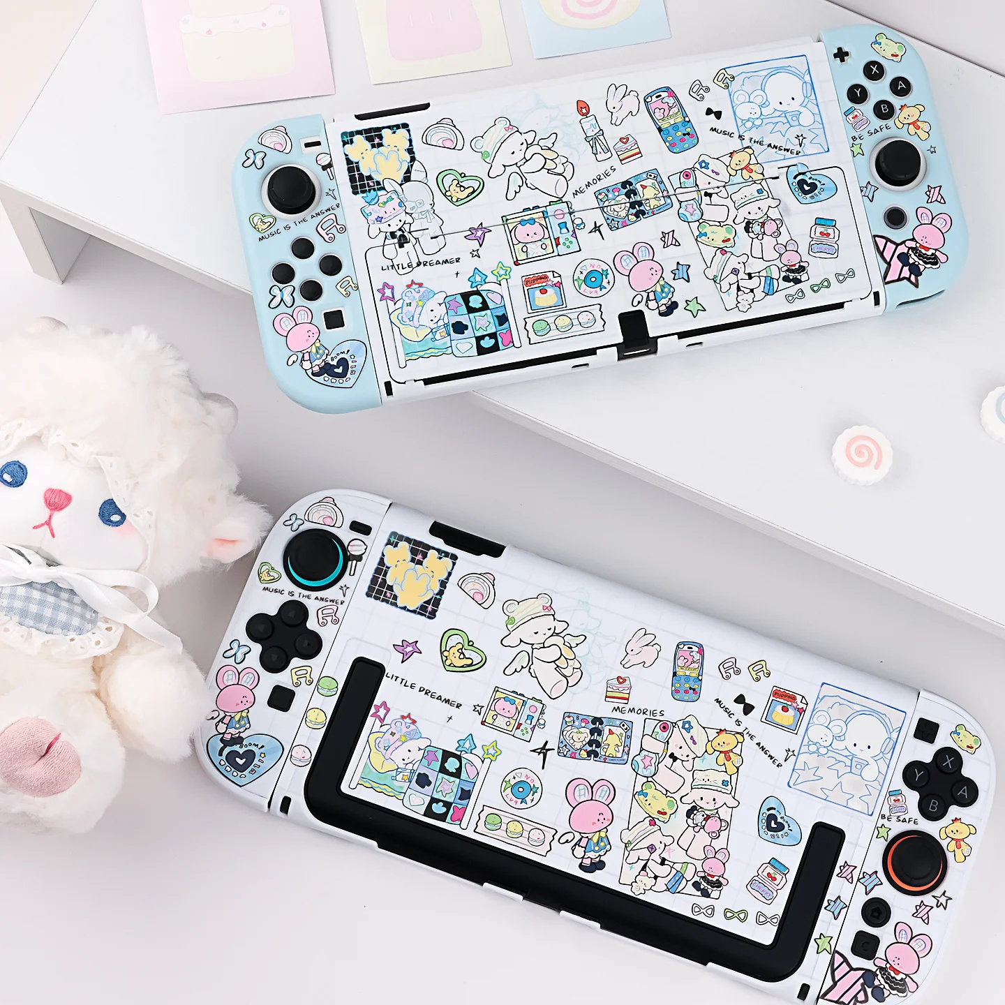 Original Baa-Baa Lamb Protective Case compatible with Nintendo Switch OLED / Switch 2, NS2 White Hard Shell with Joy-Con Covers 1
