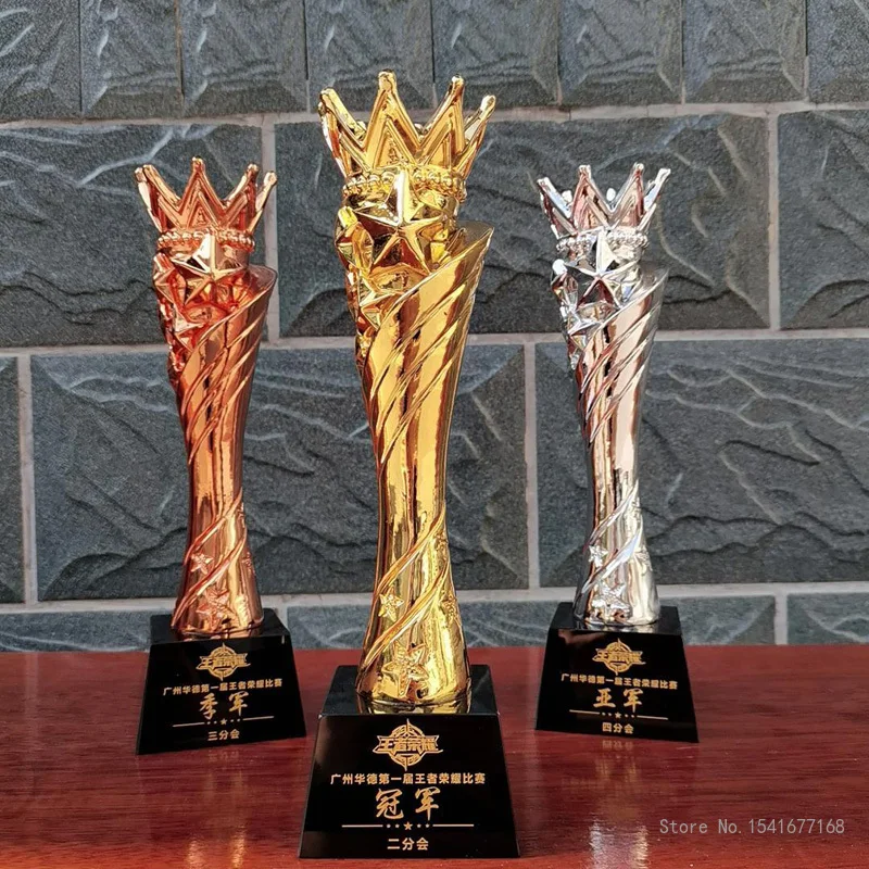 Imagem -03 - Personalizado Crown Trophy Golden Cups Trophy Prêmio Campeões Sports Winner Educational Props Recompensa Competição Prêmios Toy