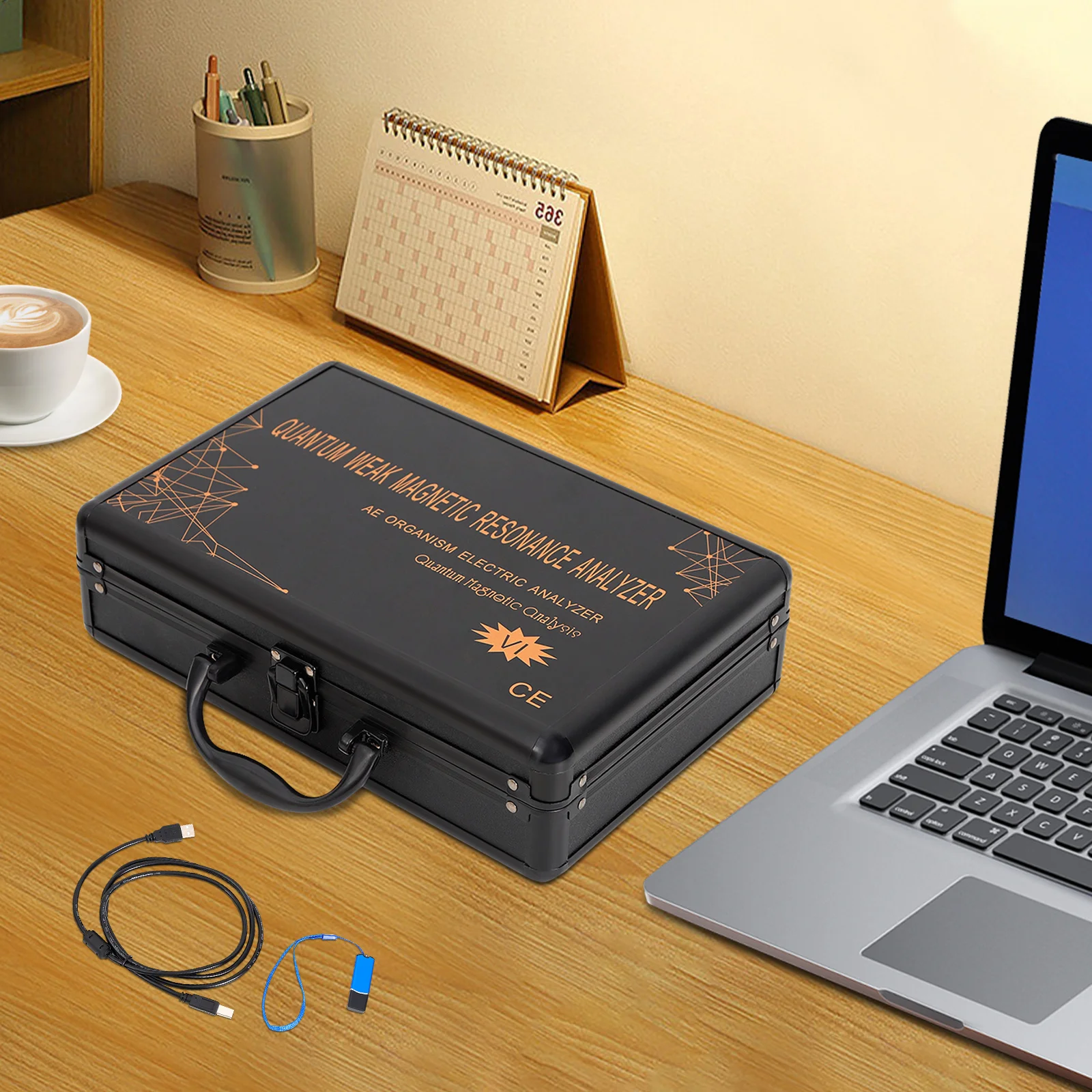 Máquina analisadora quântica portátil preta, scanner de bem-estar não invasivo com chip de 8 núcleos para uso clínico e em loja