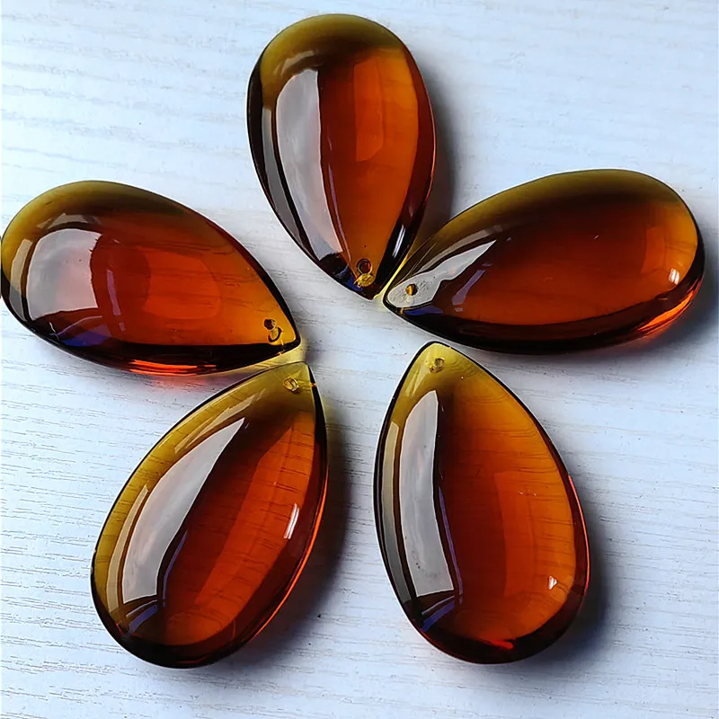 وصل جديد 5 قطعة 63 مللي متر الشاي السلس الكمثرى شكل الثريا المعلقات الزجاج إكسسوارات الستائر تعليق شجرة الكريسماس الديكور