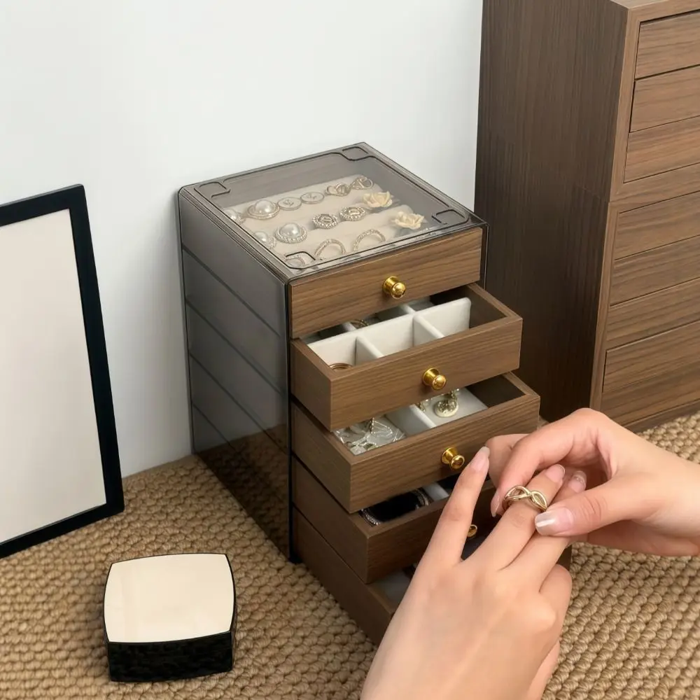 

Большая коробка для хранения украшений, 3/5-слойная, со съемными секциями, настольный органайзер, простая пылезащитная модель