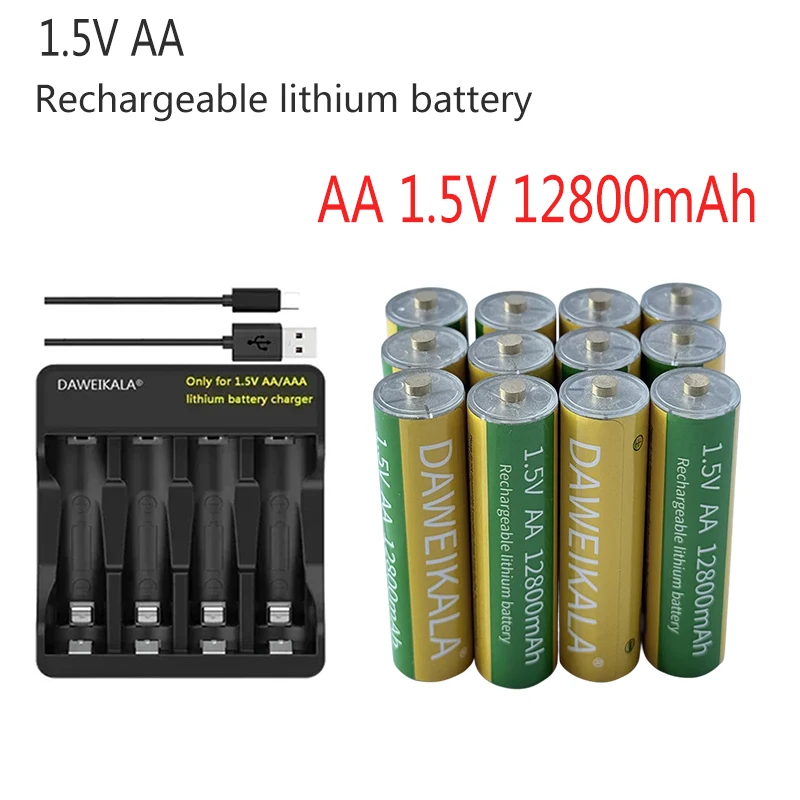 

1.5V AA 12800mAh Lithium battery capacity rechargeable AA battery for Super Durable Good Energy Storage Fast Discharge