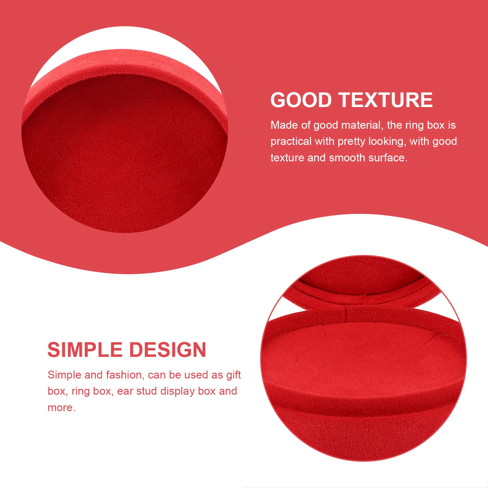 

Круглая коробка для колец, футляр для хранения ювелирных изделий с гладкой поверхностью и мягкой подушечкой, подарочная упаковка для колец и ожерелий