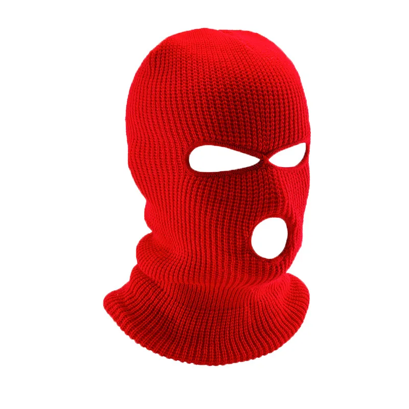 Chapéus de malha de rosto inteiro à prova de vento para motocicleta, máscara de esqui personalizada, balaclava de lã quente, chapéus de inverno de malha com 3 buracos, máscara de esqui