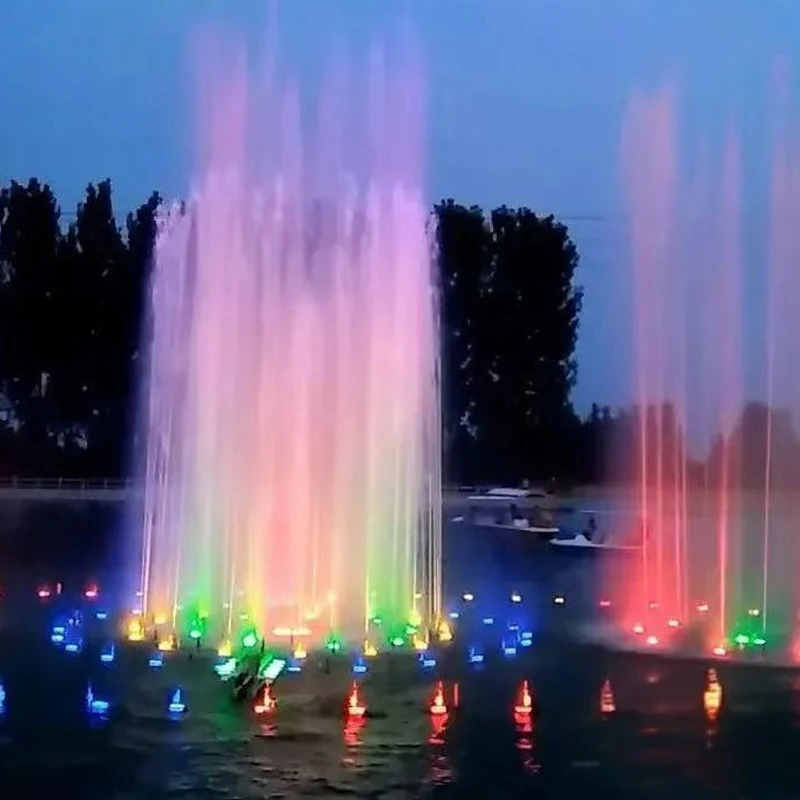 

Colorful Light-Dancing Indoor/Outdoor Floating Pond Fountain System Lake Music Water Features Garden Products