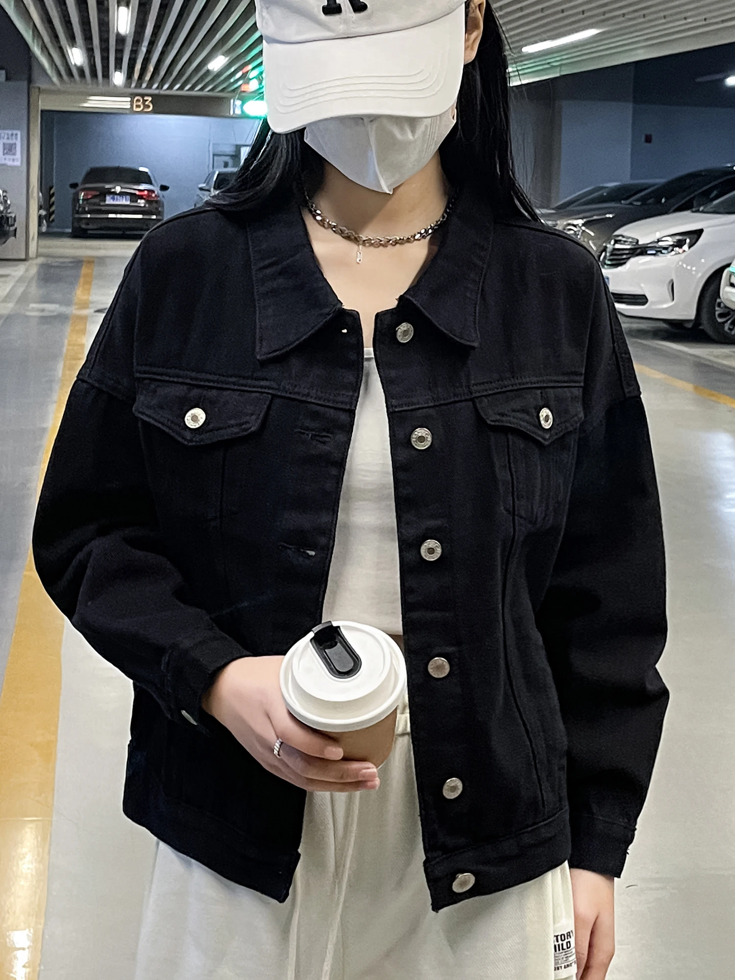 블라 데님 재킷 여성용 롱 슬리브 가을 신상 레트로 스트레이트 컷 코트 작은 체형용