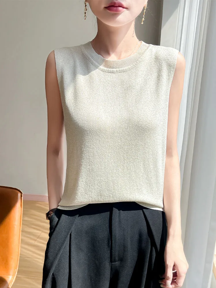 Haut tubulaire tricoté pour femmes, tenue d'été, petit col, Base Svel, gilet, costume, vêtements intérieurs, couleur Simple, nouvelle collection 2025