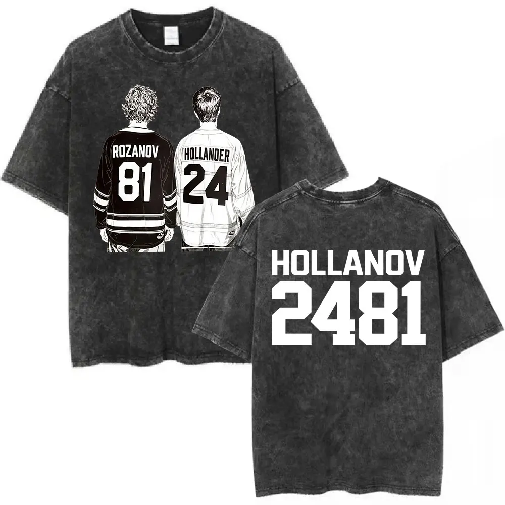

Heated Rivalry Shane Hollander‌ Ilya Rozanov Hollanov 2481 Vintage Washed T-shirt Men's Clothing Harajuku Short Sleeves T Shirts