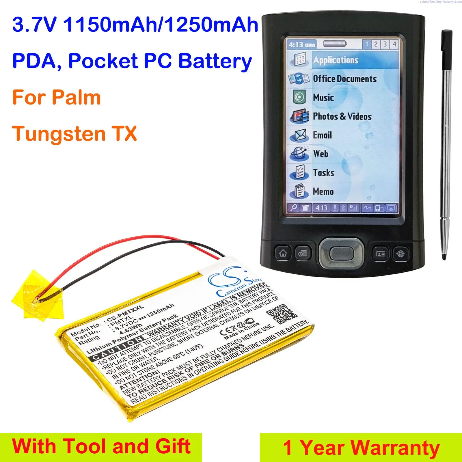 PDA de polímero de litio 3,7 V 1150 mAh/1250 mAh, batería de PC de bolsillo para Palm Tungsten TX + herramientas y regalos