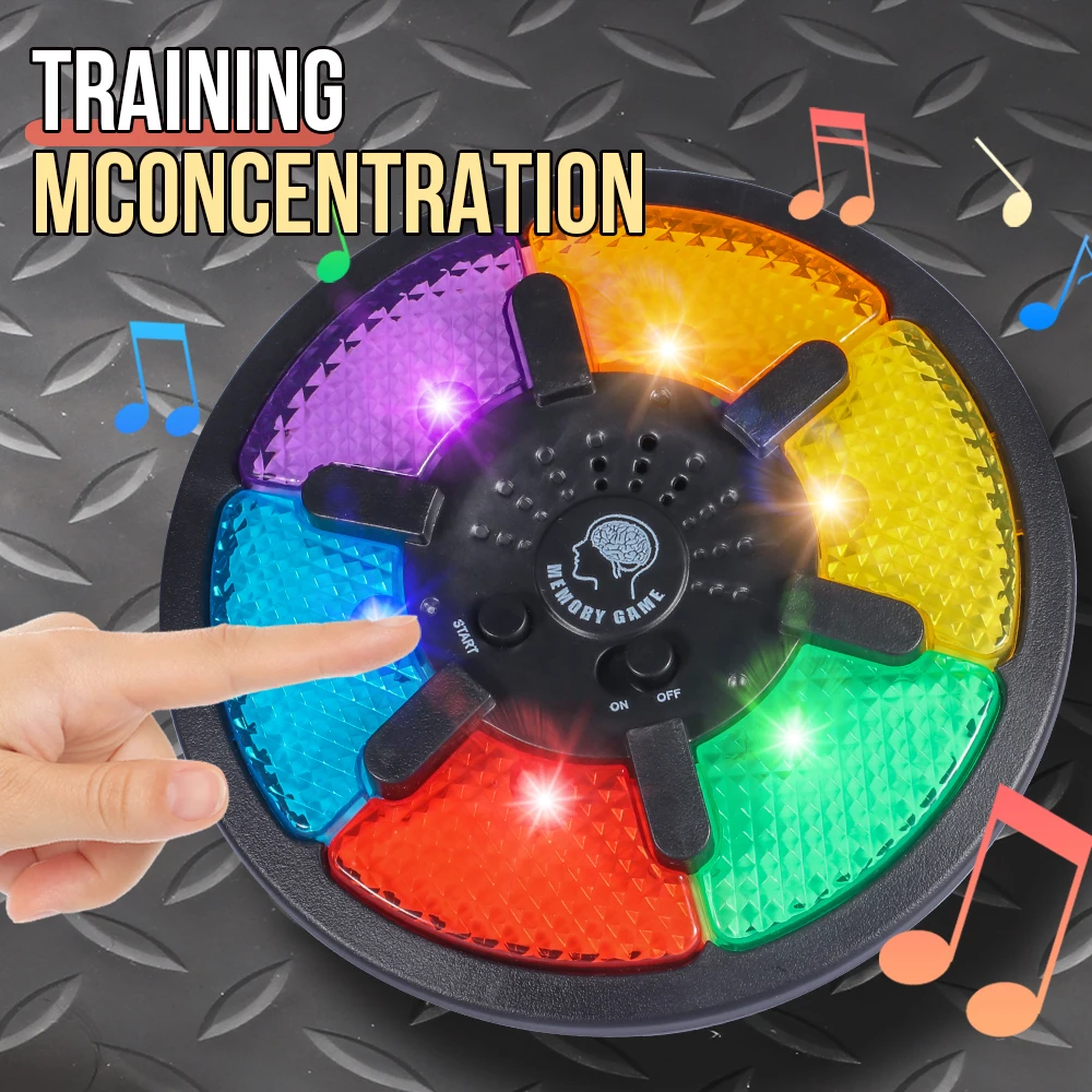آلة ألعاب الذاكرة التفاعلية من مادة ABS - لعبة تدريب التركيز والمنطق مع أضواء وأصوات، تعليمية محمولة باليد