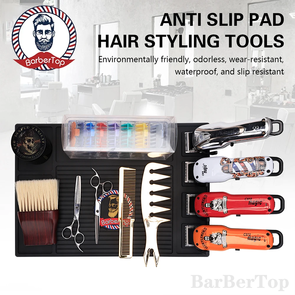 

Anti-skid Magnetic Tray Silicone Storage Table Mat Heat Resistant Pad Salon Clippers Scissors Trimmers Holder Barbershop Tools