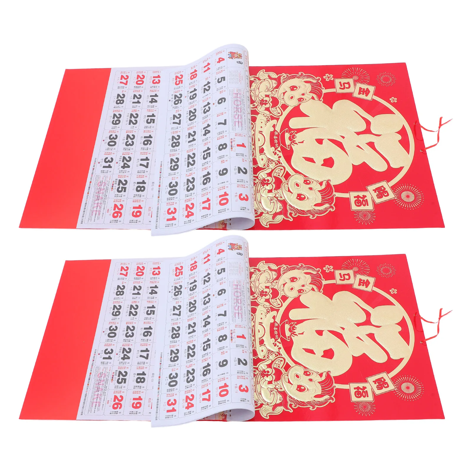 

2pcs 2026 Wall Year Of The Horse Chinese Zodiac Monthly Lunar Planner Feng Shui Hanging Calendar For Home Office Festival