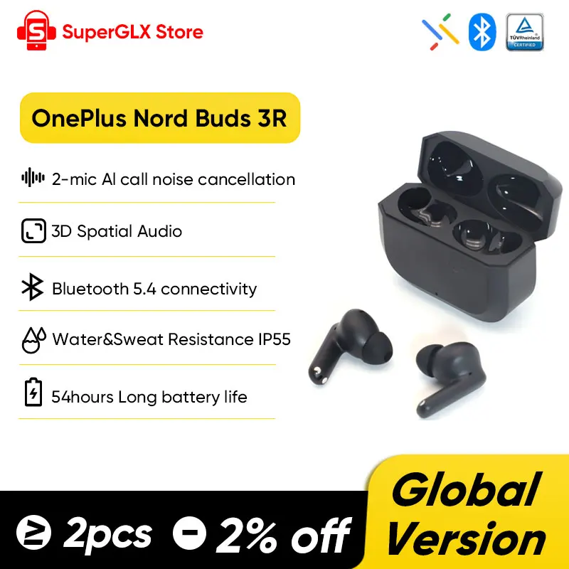 Global Version OnePlus Nord Buds 3R TWS Earphone Bluetooth5.4 47ms Low Latency OnePlus 3D Audio 12.4mm Titanized Drivers IP55
