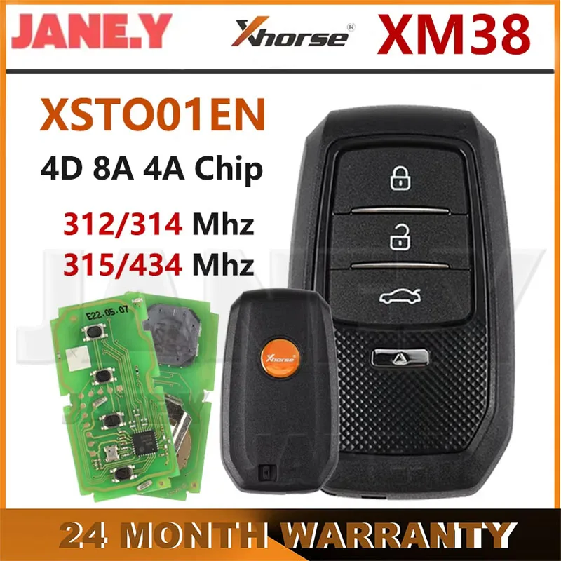 

VVDI XM38 Smart Key Fob Universal For Toyota 4D 8A 4A Chip XSTO01EN Global Xhorse vvdi Key Tool Support 312 314 315 434 Generate