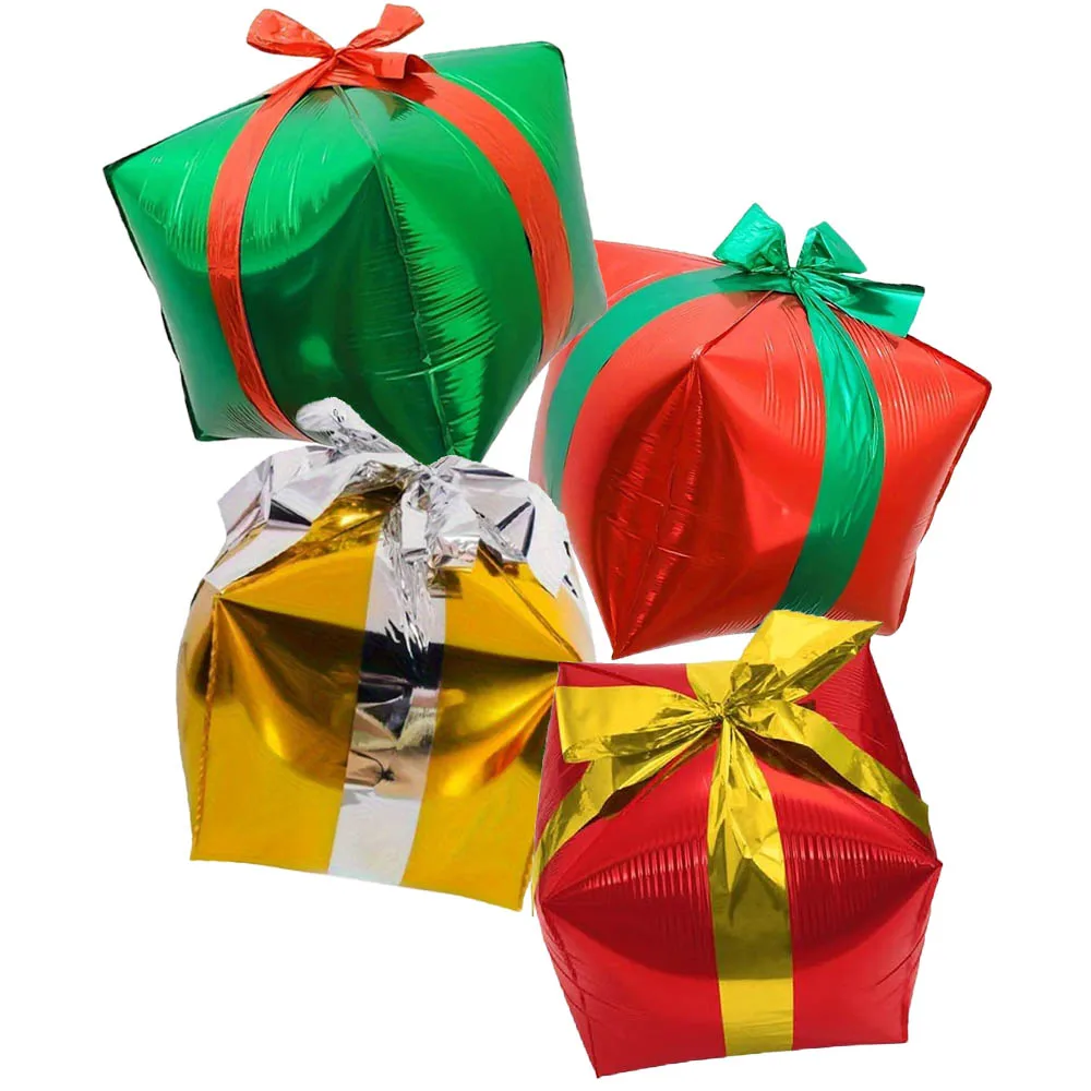 1/3/5 Stück 22 Zoll quadratische Folien-Weihnachts-aufblasbare Luftballons, festliche Geschenkbox, Dekorationen für Weihnachtsfeier, Neujahrsgeschenke