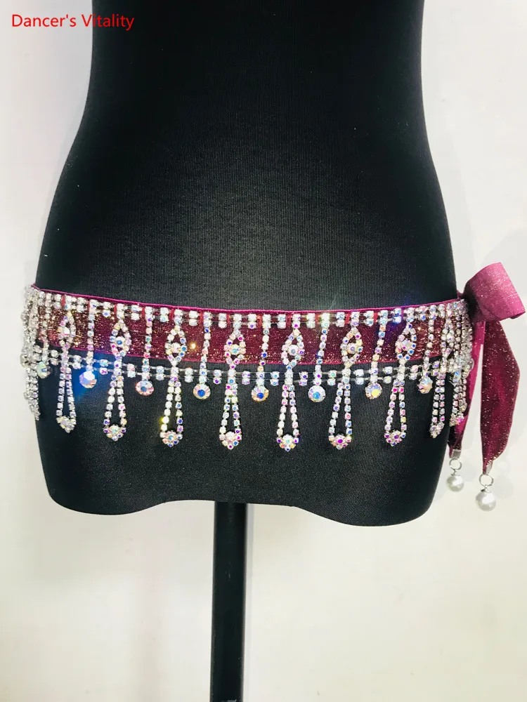 Belly Dance Waist Chain New Tassel Oriental Dance Color Diamond Belt High-End Dance Waist Seal Sexy Rhinestone Dance Chain