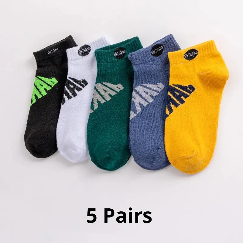 5 Pairs Of Men\'s Short Socks Four Season Sports Sweat-absorbent And Odor Resistant Boat Socks Thin Low-cut Socks