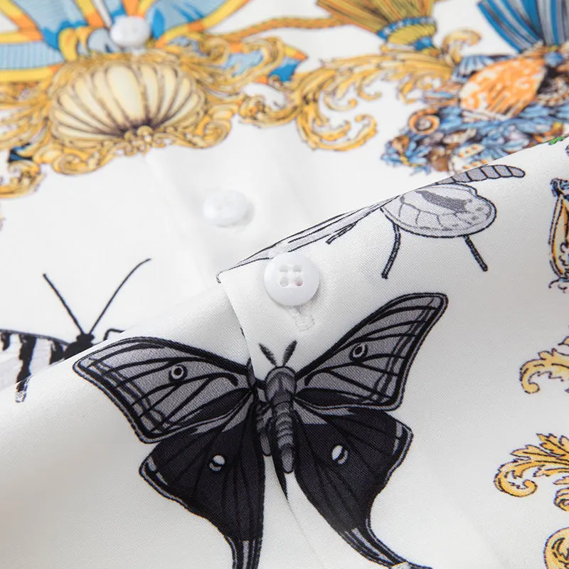 قميص رجالي كوري موديل 2023 باللون الأسود والذهبي بطباعة الباروك قميص رجالي بقصة ضيقة قميص بجودة عالية ملابس خروج اجتماعية