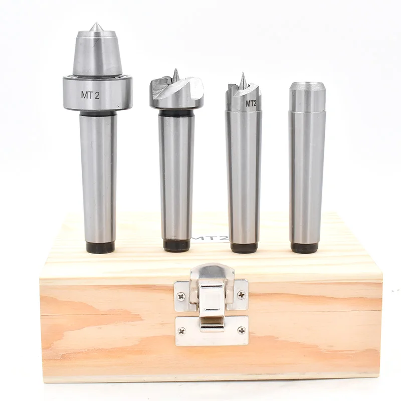 4Pcs MT1/MT2 Wood Lathe Turning Tool Spur Live Center Set Taper Tool For Wood Metalworking Bored Tailstock Lathe Milling Machine