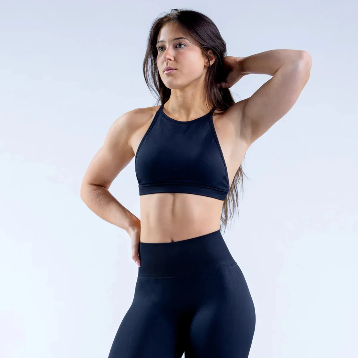 سترة ديناميكية عالية الرقبة بدون ظهر حمالة صدر رياضية ملابس رياضية تدعم الظهر متقاطع للياقة البدنية ملابس داخلية رافعة للتمرين بدون أكمام للجري #3