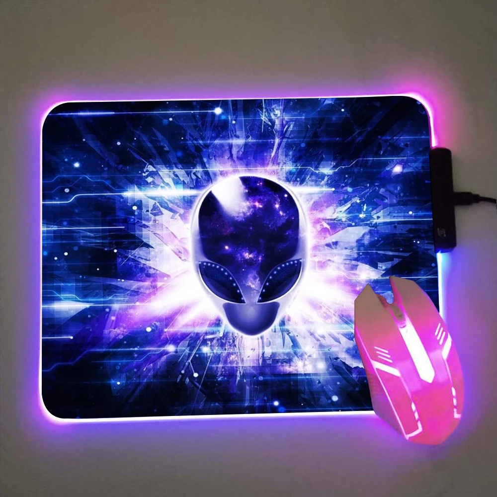 RGB Alienware Gaming Mouse Pad XXL Large PC Gamer Keyboard Desk Mat 900x400 LED Computer Accessories Tapis De Souris Mousepad