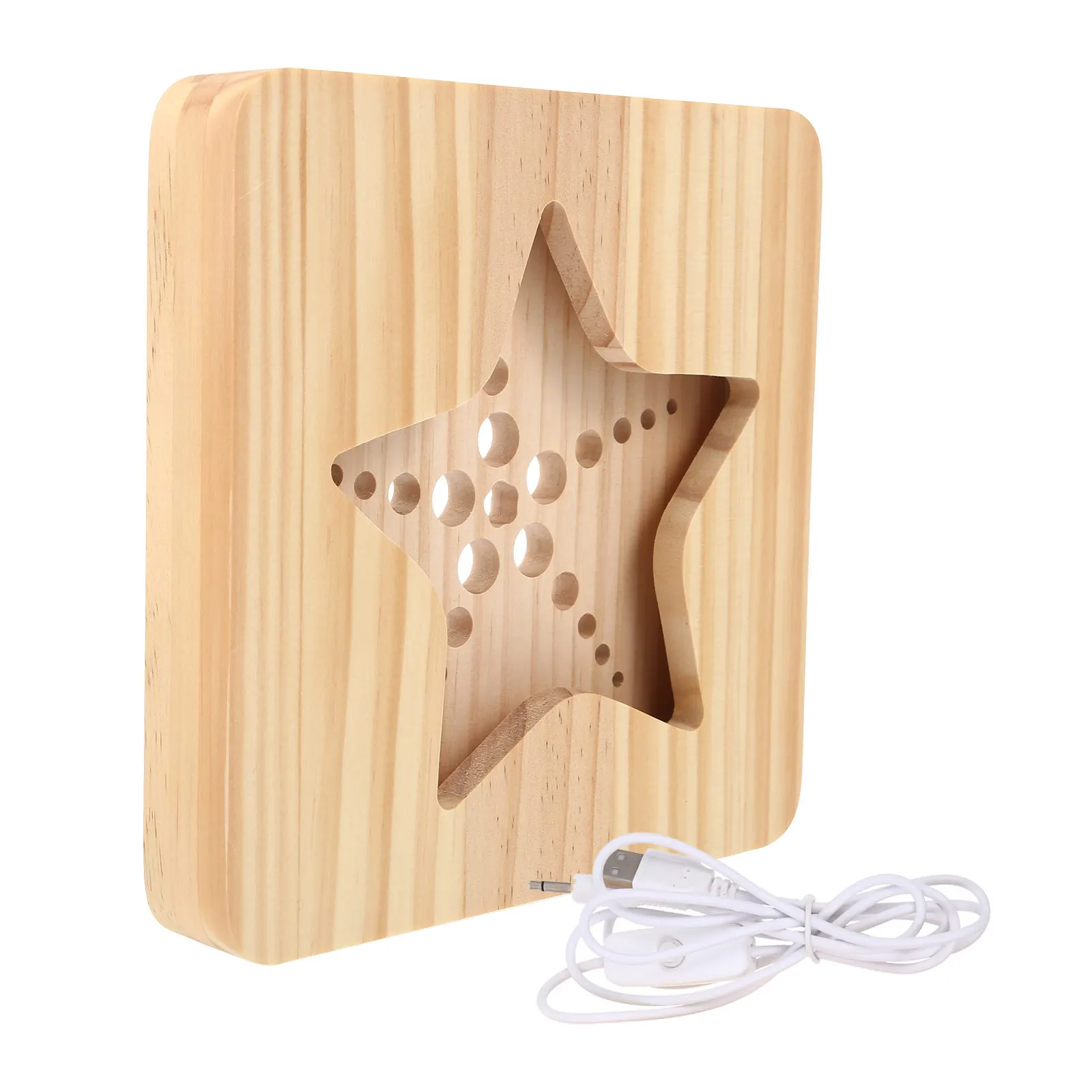 

1Set Creative Sea Star Shaped Bedside Lamp Simple Wooden Table Light Home Hotel Decorative Indoor Desktop Lighting