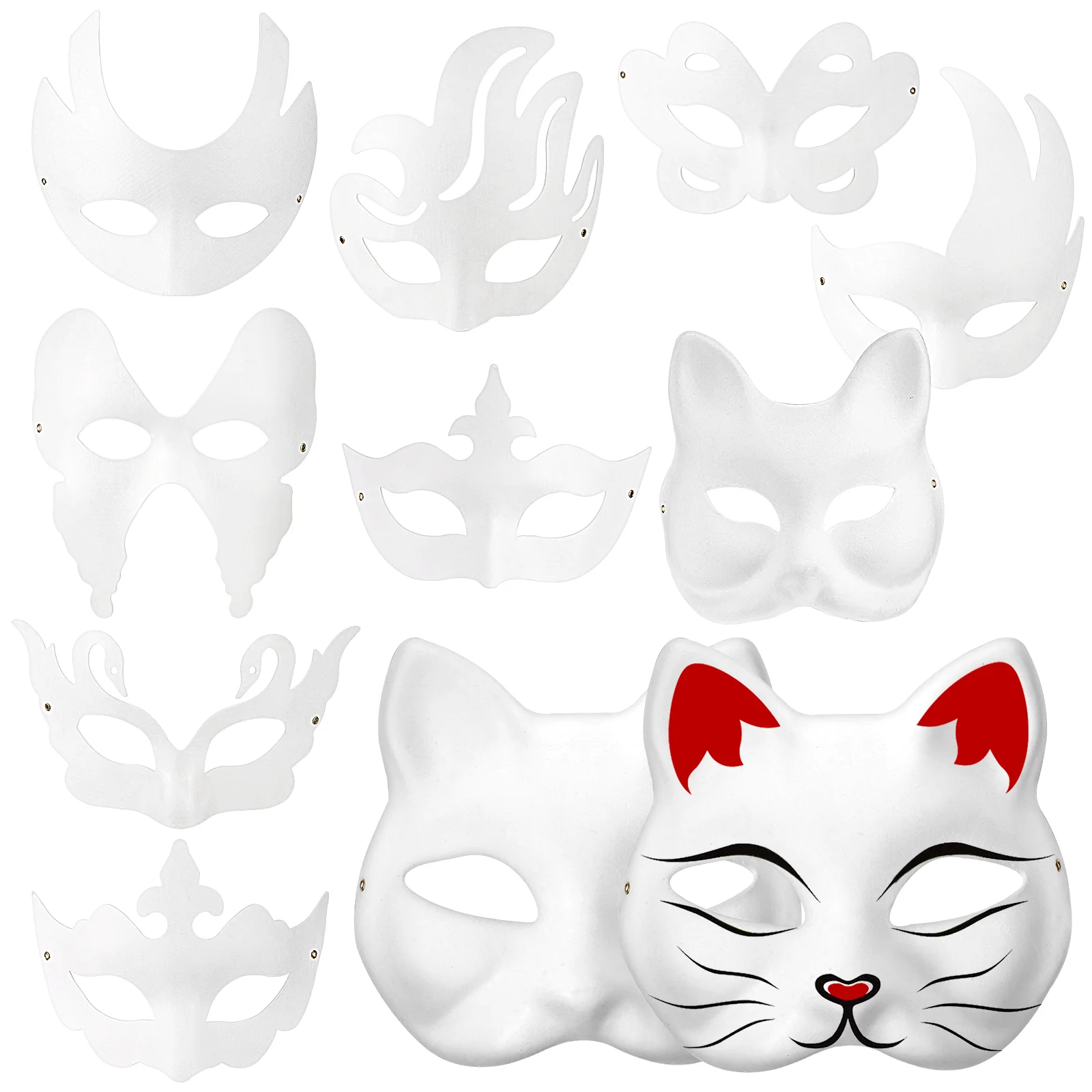 20 Pcs Facial Masks Paper Mache Pieces Cosplay Creative Masquerade Face Sheet Women Party Supplies Man