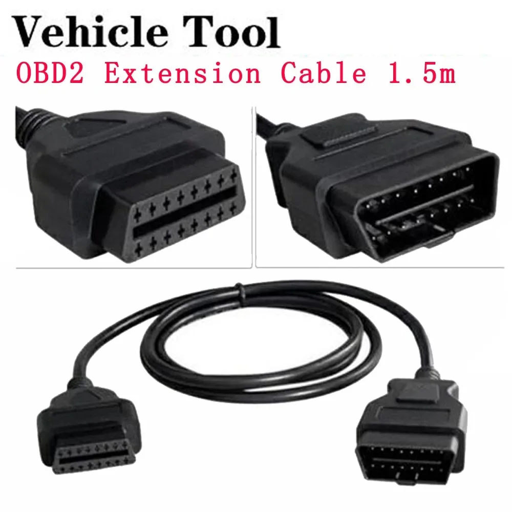 

OBDII 16Pin OBD2 Extension Cable 1.5m ELM327 OBD2 16 Pin ELM327 OBD II Extensions Cables Connector Interface