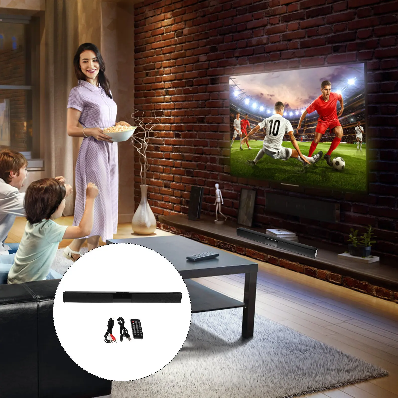 

Беспроводная звуковая панель (саундбар) ультратонкого минималистичного дизайна с металлической сеткой для телевизоров с плоским экраном, стереосистема