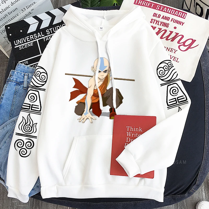 Hot Anime Avatar The Last Airbender Aang Fighting Graphic Printed Hooded Men Women Plus Size Hoodies Harajuku Unisex Sweatshirt