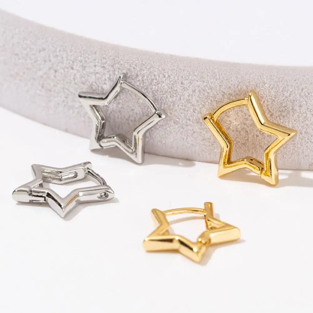 Gold Color Plated Bold Star Hoops Tarnish-Resistant Earring Piercing Jewelry Gift For Women Y2k Star Stud Earrings