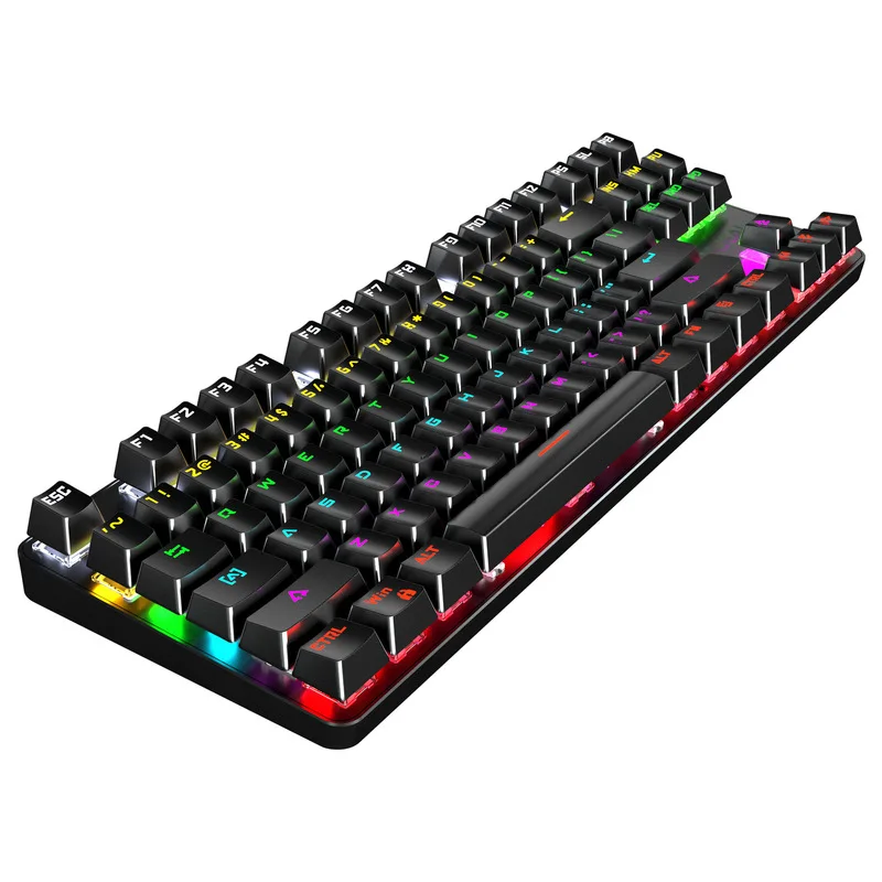 Dual Color 87keys Green Axis Mechanical Keyboard Wired Usb Computer Game Hot Plug And Unplug Axis Feeder Office Game Male Gift