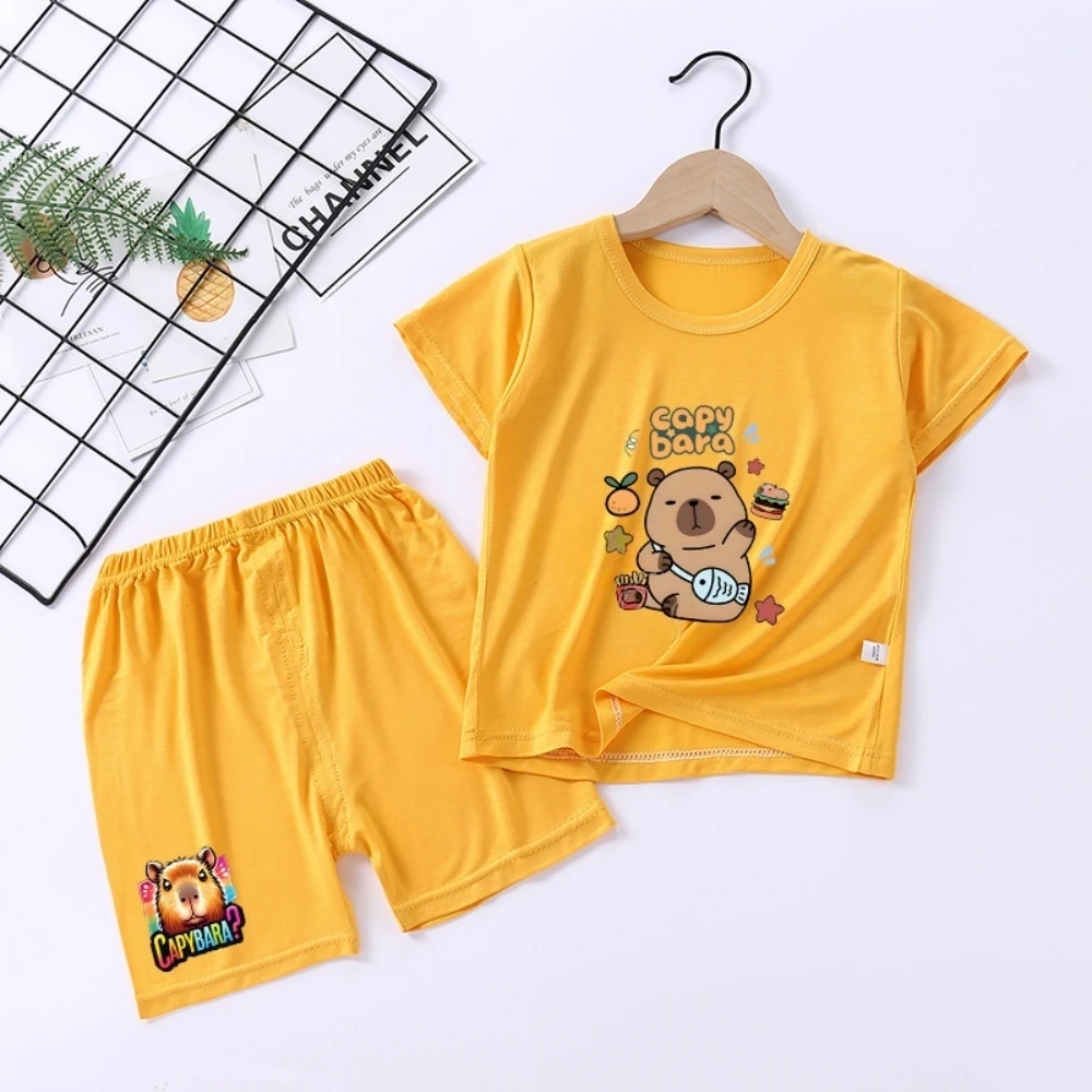 

Capybara Girl Clothes Cute Loungewear Print Summer Girl Outfits Casual Fashion Sets for Children Comfortable Children's Clothing