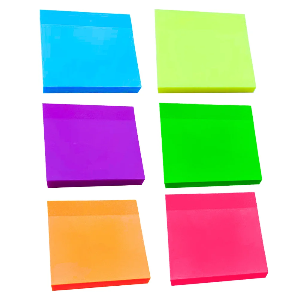 

6pcs Colorful Transparent Memo Pads Self Adhesive Office School Supplies Note Reminder Students Notebook