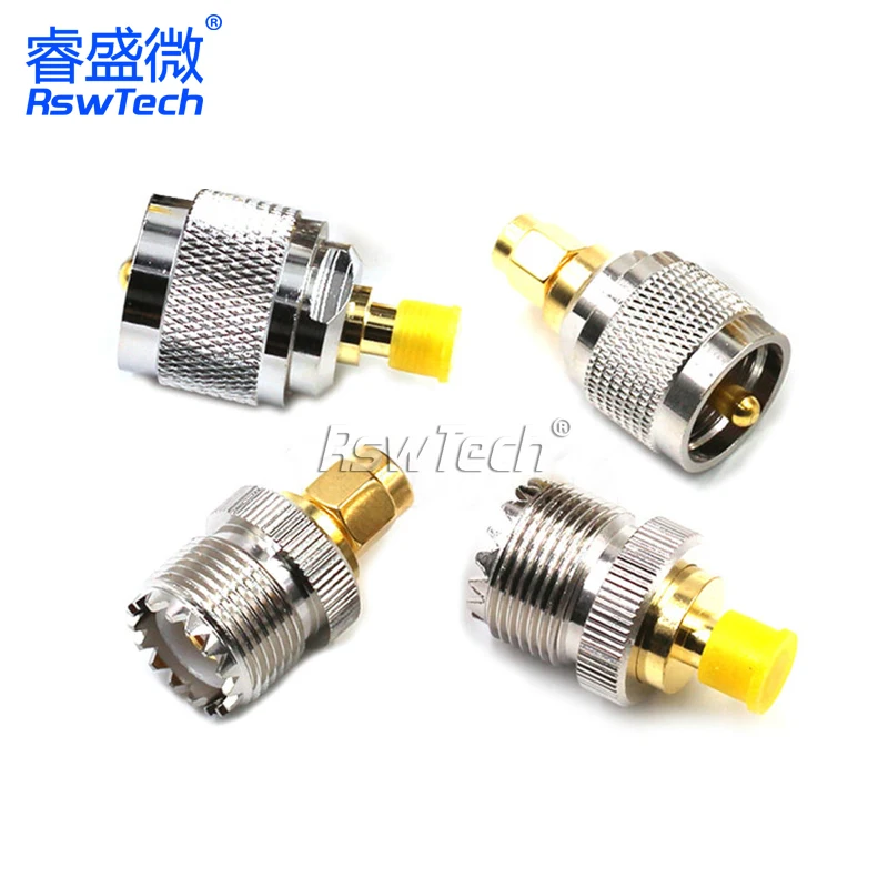 SMA-UHF Female and Male to Male RF Coaxial Adapter for Walkie Talkie All Copper Connector Test